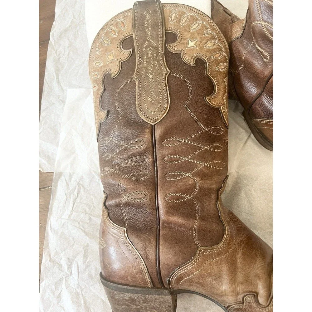 Ariat Zealous Overlay Snip Toe Decrative Western Cowboy Boots Size 10 40.5 Tan